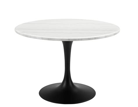 Colfax 45 inch Round White Marble Top/Black Base Dining Table - DFW Furniture Co.