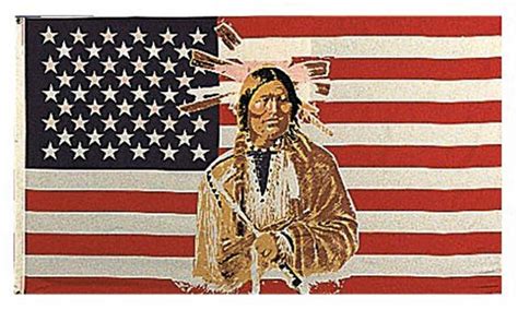 American Indian USA Flag - 3' x 5' Polyester Native American Hangable ...