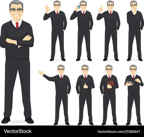 Business man set Royalty Free Vector Image - VectorStock