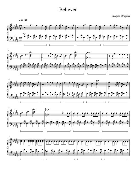 Believer - Imagine Dragons sheet music for Piano download free in PDF or MIDI