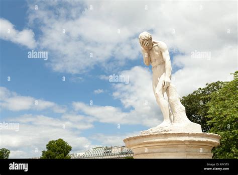 PARIS, FRANCE - 02 June 2018: A facepalm statue. In The Garden Of ...