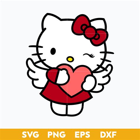 Kitty Heart Vanlentine SVG, Hello Kitty Valentine SVG, Valen | Inspire ...