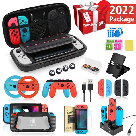 Accessories Kit for Nintendo Switch Games Bundle Wheel Grip Caps ...