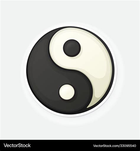 Cartoon sticker with yin and yang symbol Vector Image