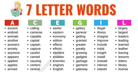 7 Letter Words: 1500+ Useful Seven Letter Words - ESL Forums