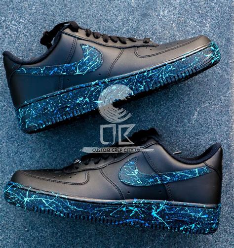 Custom Nike Air Force 1 blue Splatter Splat Trainers Spill | Etsy UK