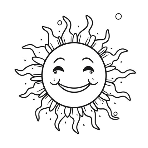 Happy Sun With Smile Coloring Page Outline Sketch Drawing Vector, Sun ...