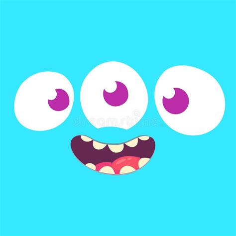 Happy and Cute Cartoon Monster with Three Eyes. Vector Illustration. Stock Vector - Illustration ...