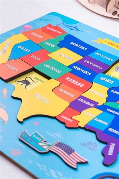 a colorful map of the united states on a table