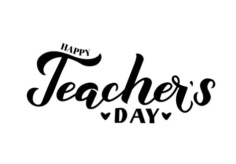 Happy Teachers Day calligraphy hand lettering isolated on white. Easy to edit vector template ...