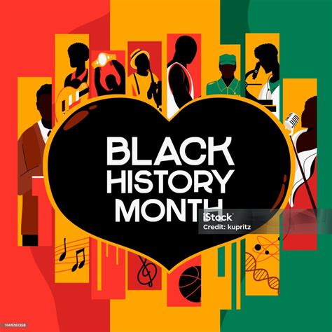 Black History Month Celebrate With African People Professions Background Stock Illustration ...