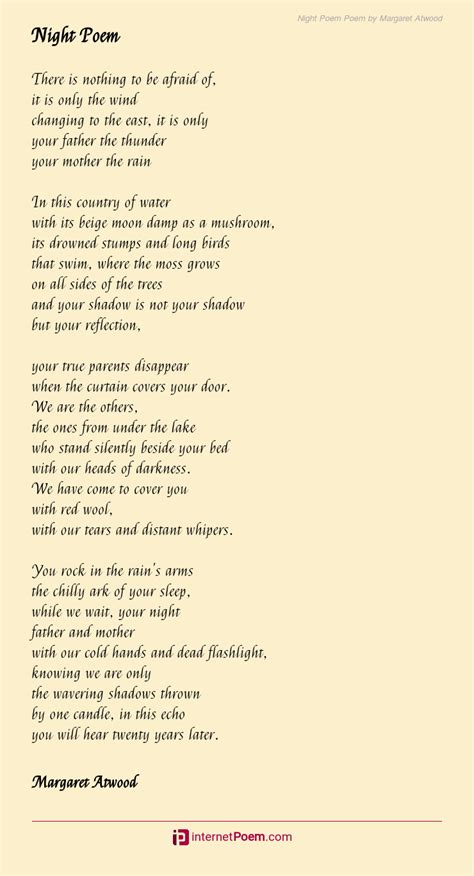 Night Poem Poem by Margaret Atwood