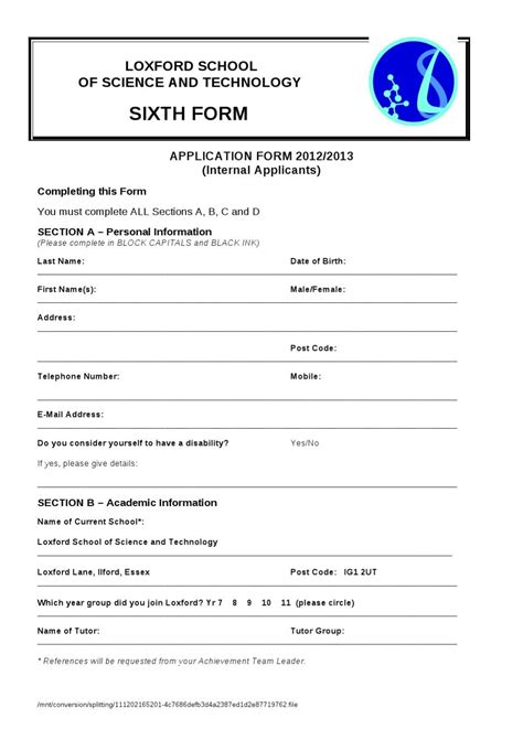 /APPLICATION-FORM---6th-FORM-INTERNAL by Sitewrights - issuu