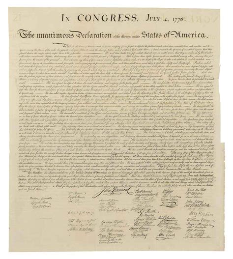 [DECLARATION OF INDEPENDENCE]. In Congress, July 4, 1776. The Unanimous Declaration of the ...