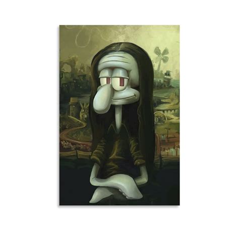 Buy SHIJIEDAYA Squidward Famous Painting Lisa Funny Spoof s for room aesthetic 90s Decorative ...