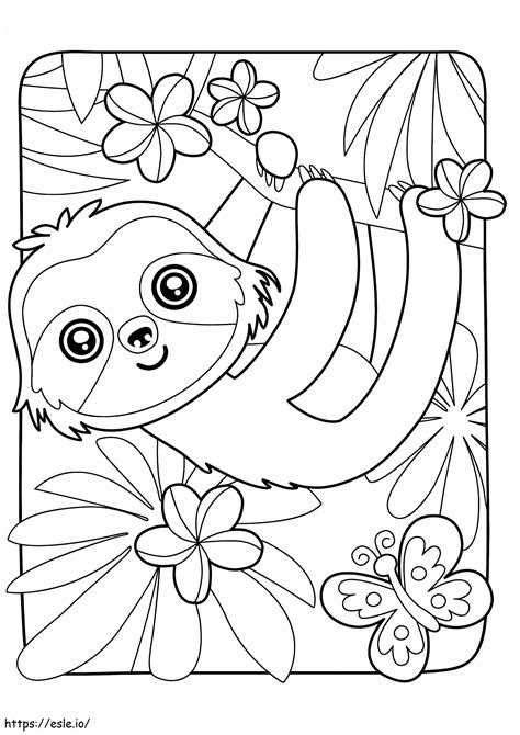 Kawaii Sloth coloring page