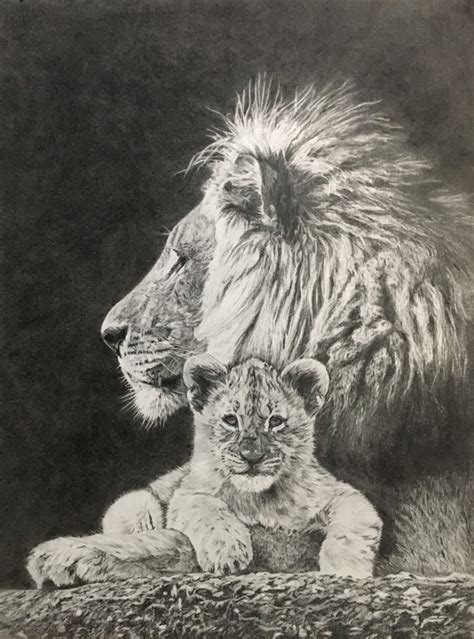 Lion Family Drawing at PaintingValley.com | Explore collection of Lion Family Drawing