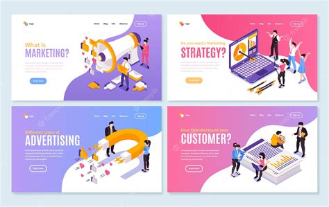 Premium Vector | Website layout with marketing strategy theme