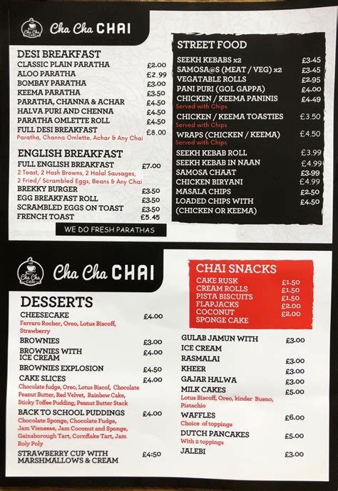 Cha cha chai Birmingham Birmingham's full menu online