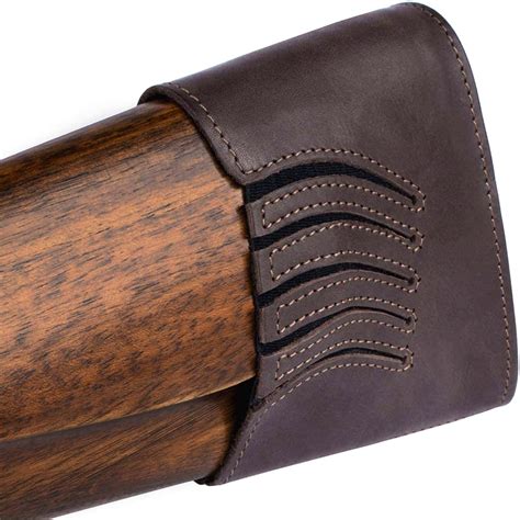 Slip-On Extendable Genuine Leather Shotguns Rifles Recoil Pad Hunting Shooting Buttstock Cover ...