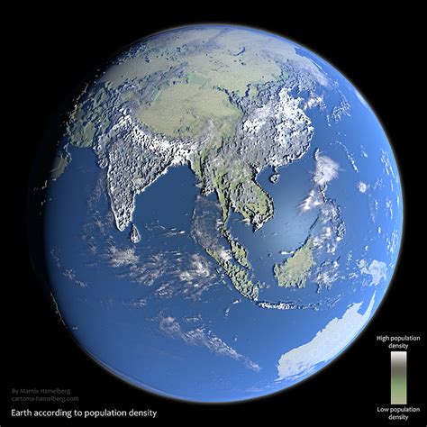 Earth according to population density - Vivid Maps