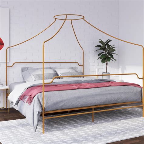 Novogratz Camilla Metal Canopy Bed, King Size Frame, Gold - Walmart.com