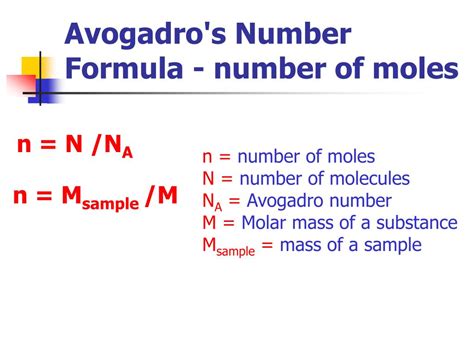 Calculating Moles With Avogadro's Number