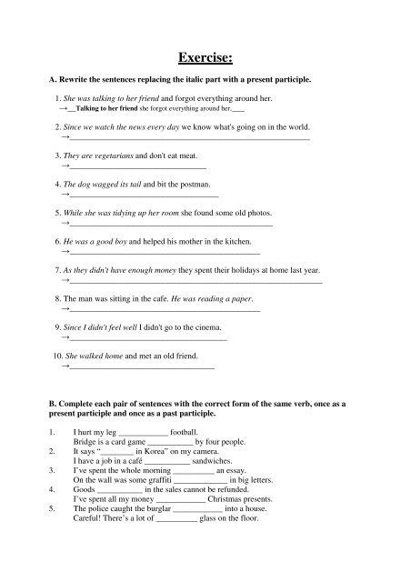 Gerund And Present Participle Exercises