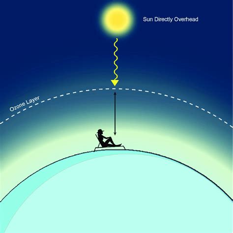 a: Around noon, the path the UVB rays have to travel to enter the ...