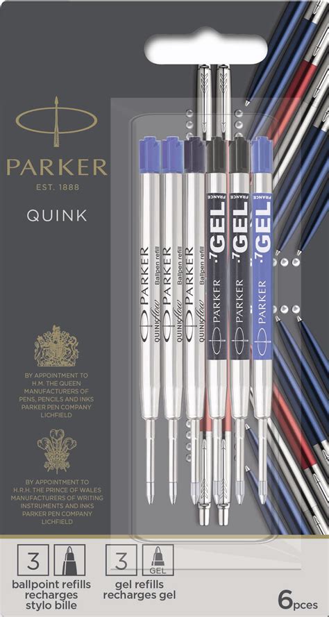 Parker Jotter London Refills Discovery Pack: 3 Quinkflow Refills for Ballpoint Pens & 3 Quink ...