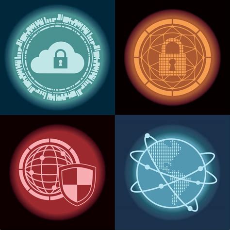 four cyber security icons 10436822 Vector Art at Vecteezy