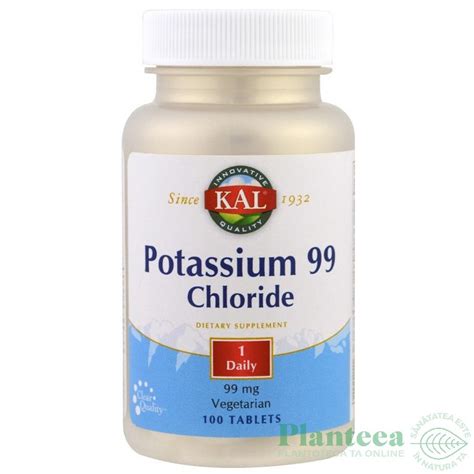 Potassium 99mg 100cps - Kal, pret 55,8 lei - Planteea