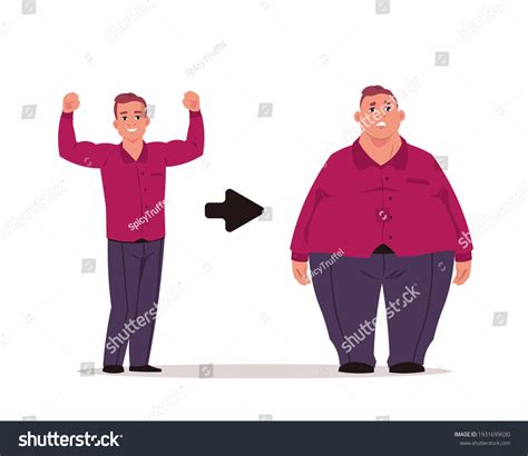 Fat Man Slim Overweight Cartoon Characters Stock Vector (Royalty Free ...