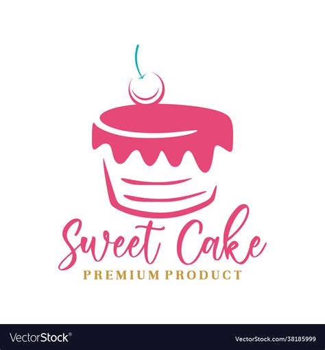 Sweet cake logo cake shop logo design Royalty Free Vector