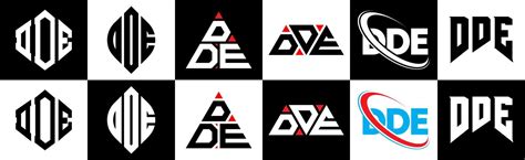 DDE letter logo design in six style. DDE polygon, circle, triangle, hexagon, flat and simple ...