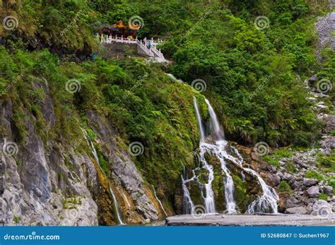 Taroko National Park Waterfall Stock Image - Image of coast, shrine: 52680847