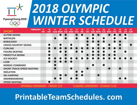 2018 PyeongChang Winter Olympics Schedule by printteamschedules - Issuu