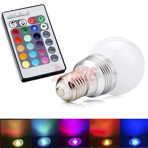 E27 9W Remote Control Color Changing LED Light Bulb RGB Color Lamp 100 ...