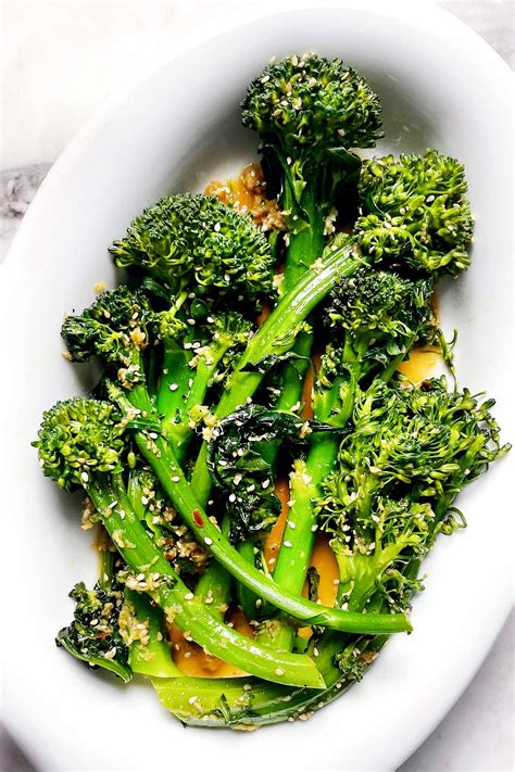 Asian Broccolini With Sesame and Ginger | foodiecrush.com