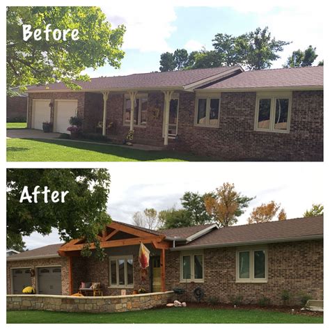 1970's before and after Ranch style exterior update | Ranch house remodel, Home exterior ...