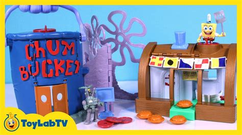 SpongeBob Krusty Krab Chum Bucket Launcher Playset with SpongeBob & Plankton Toys - YouTube