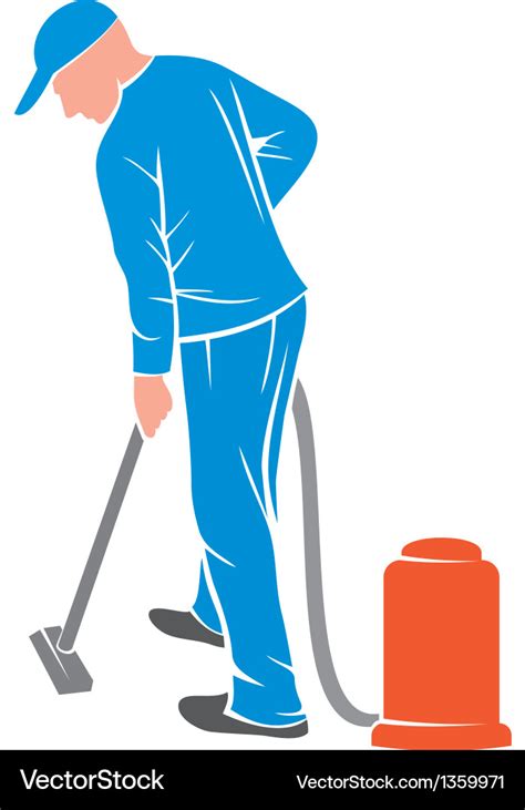 Man and a carpet cleaning machine Royalty Free Vector Image