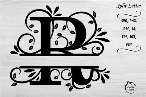 Letter R. Split monogram letter R. Floral alphabet SVG, DXF By LusiKo ...