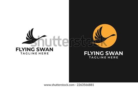 Flying Swan Silhouette Logo Design Template Stock Vector (Royalty Free ...