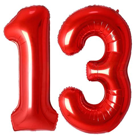 GetUSCart- 13 Number Balloons Red Big Giant Jumbo Number 13 Foil Mylar Balloons for Sweet 13th ...