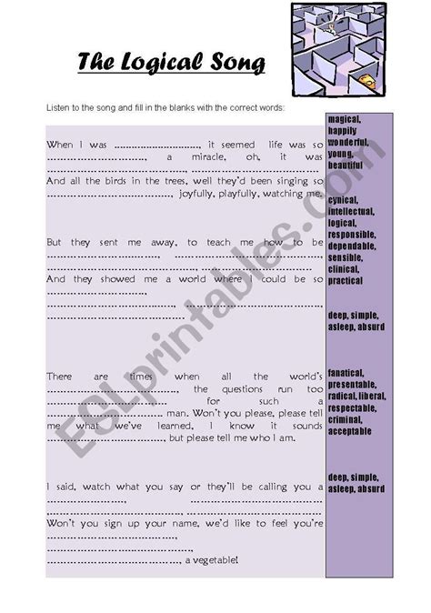 The logical song - ESL worksheet by Ana B