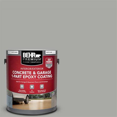 BEHR PREMIUM 1 Gal. #PFC-68 Silver Gray Self-Priming 1-Part Epoxy Satin Interior/Exterior ...