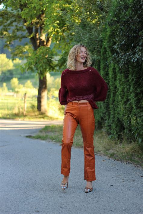 70 Bell Bottom Leather Pants Fully Lined High Rise Burnt Orange Color Flared Soft Leather Rocker ...