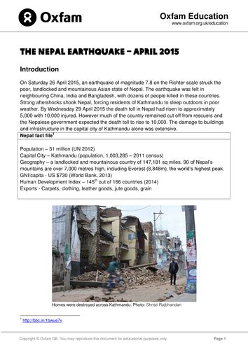 Nepal Earthquake 2015 | Teaching Resources