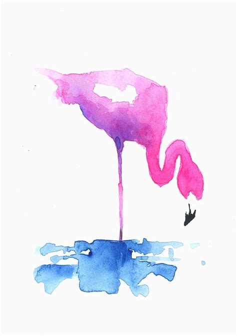 watercolor, art, painting, pink flamingo, watercolour | Watercolor art ...